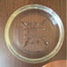 Vintage glass coasters with metal caddy