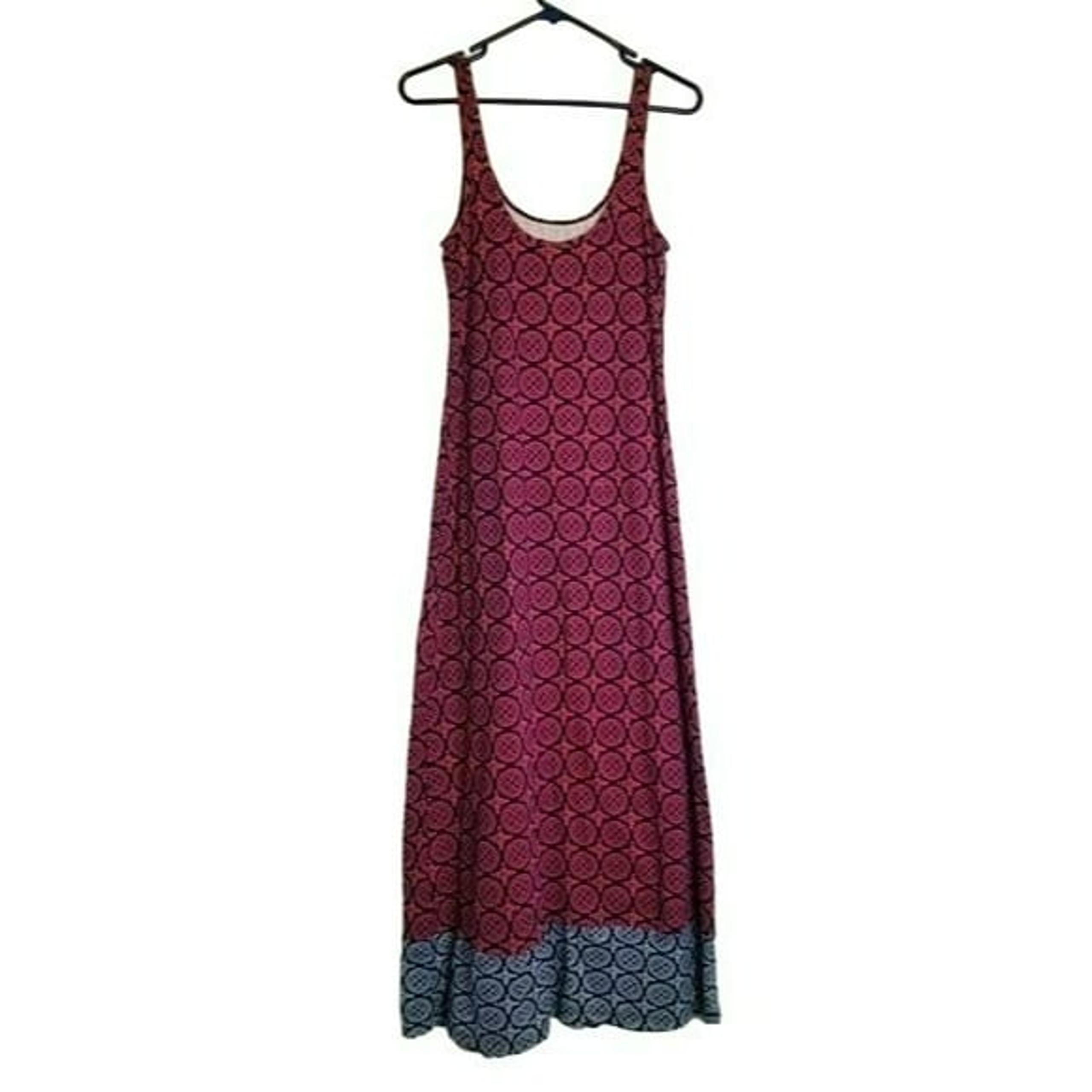 Tommy Bahama sleeveless maxi dress raspberry with navy blue hem Size XS EUC