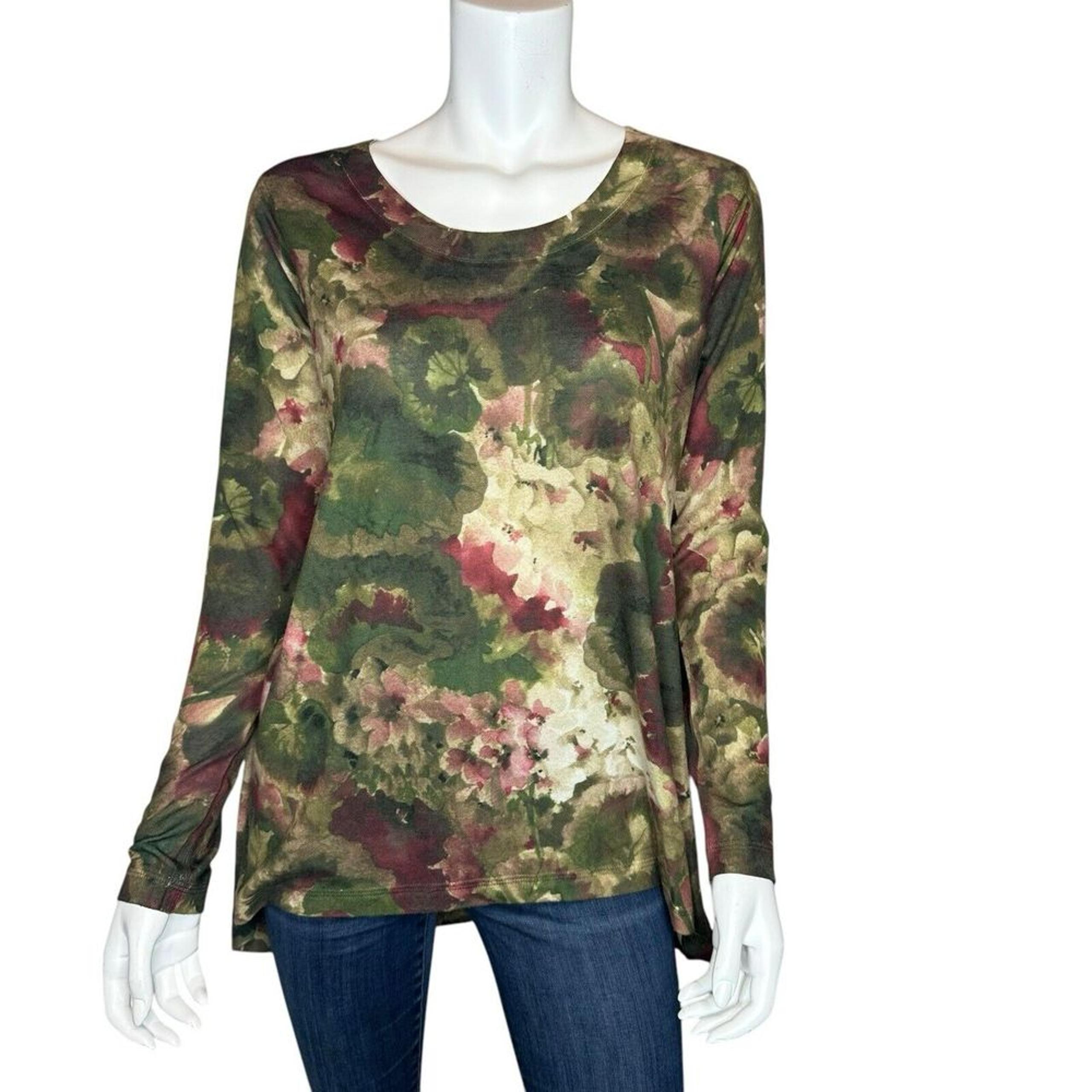 SOFT SURROUNDINGS Women's Size S Floral Print Scoop Neck Sweater