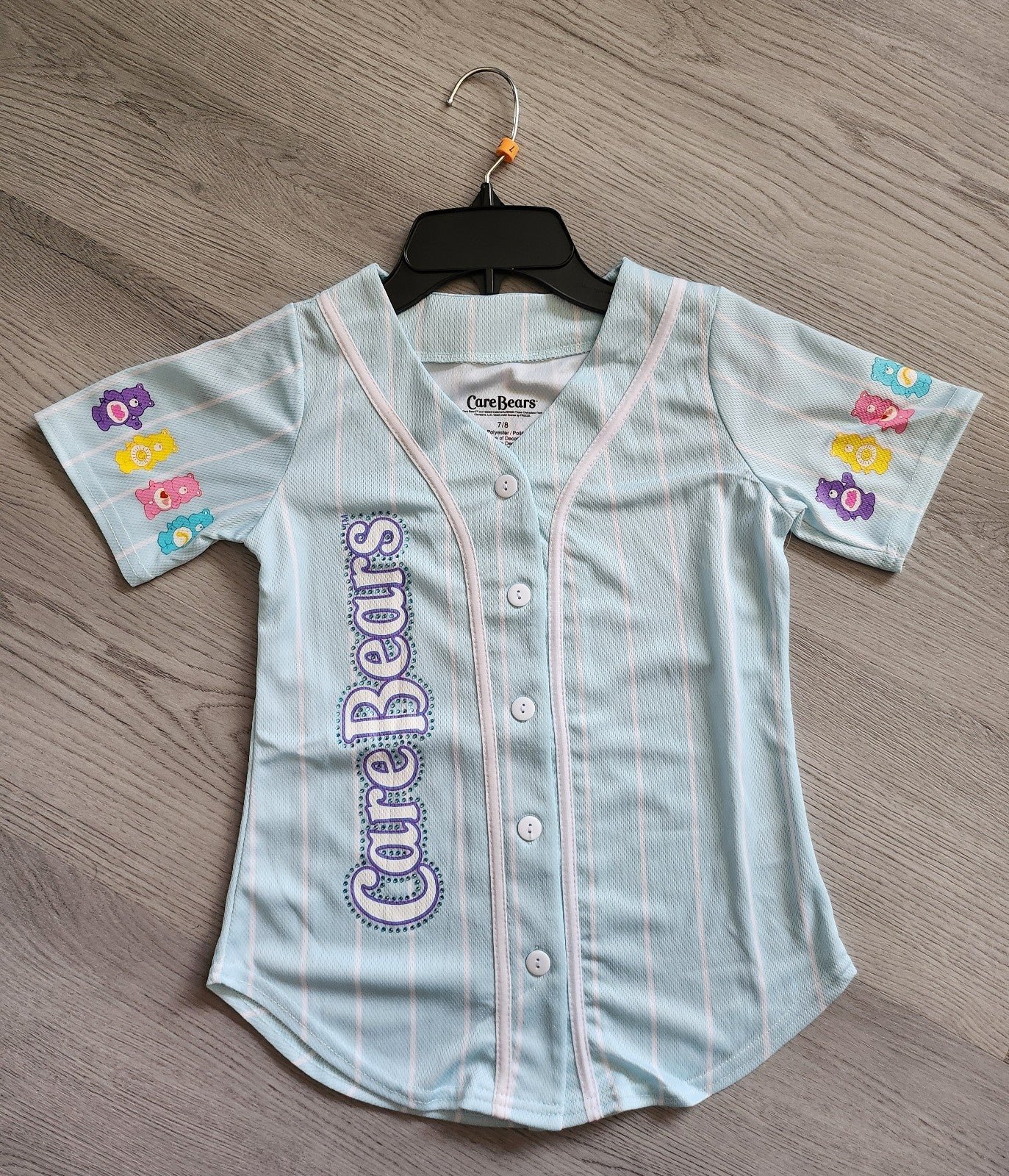 New With Tag Care Bears Baby Blue Athletics Toddler Kids Short Sleeve Jersey Top