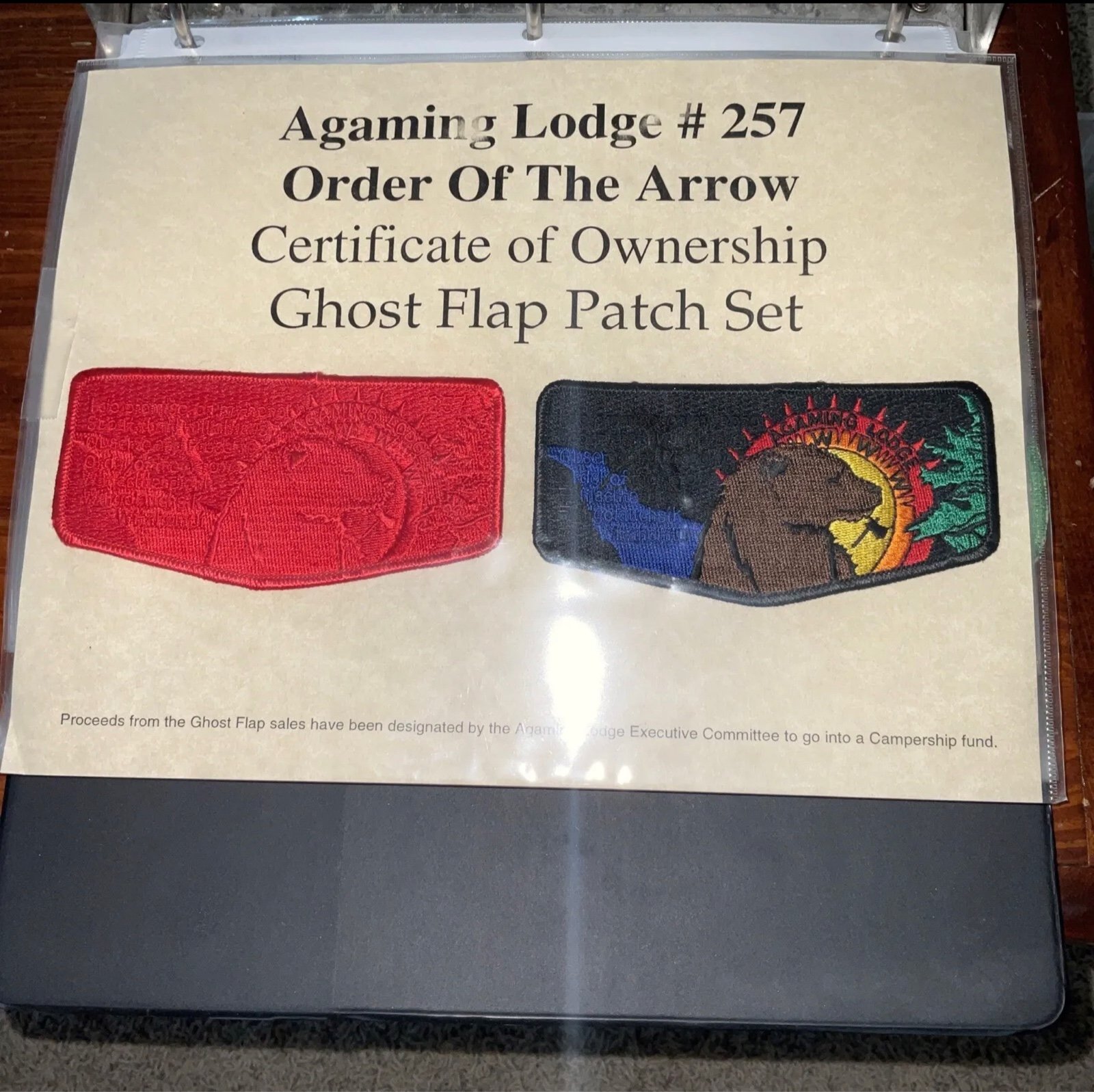 AGAMING LODGE 257 OA Order of the Arrow RARE Ghosted Fundraiser Set Of Patches