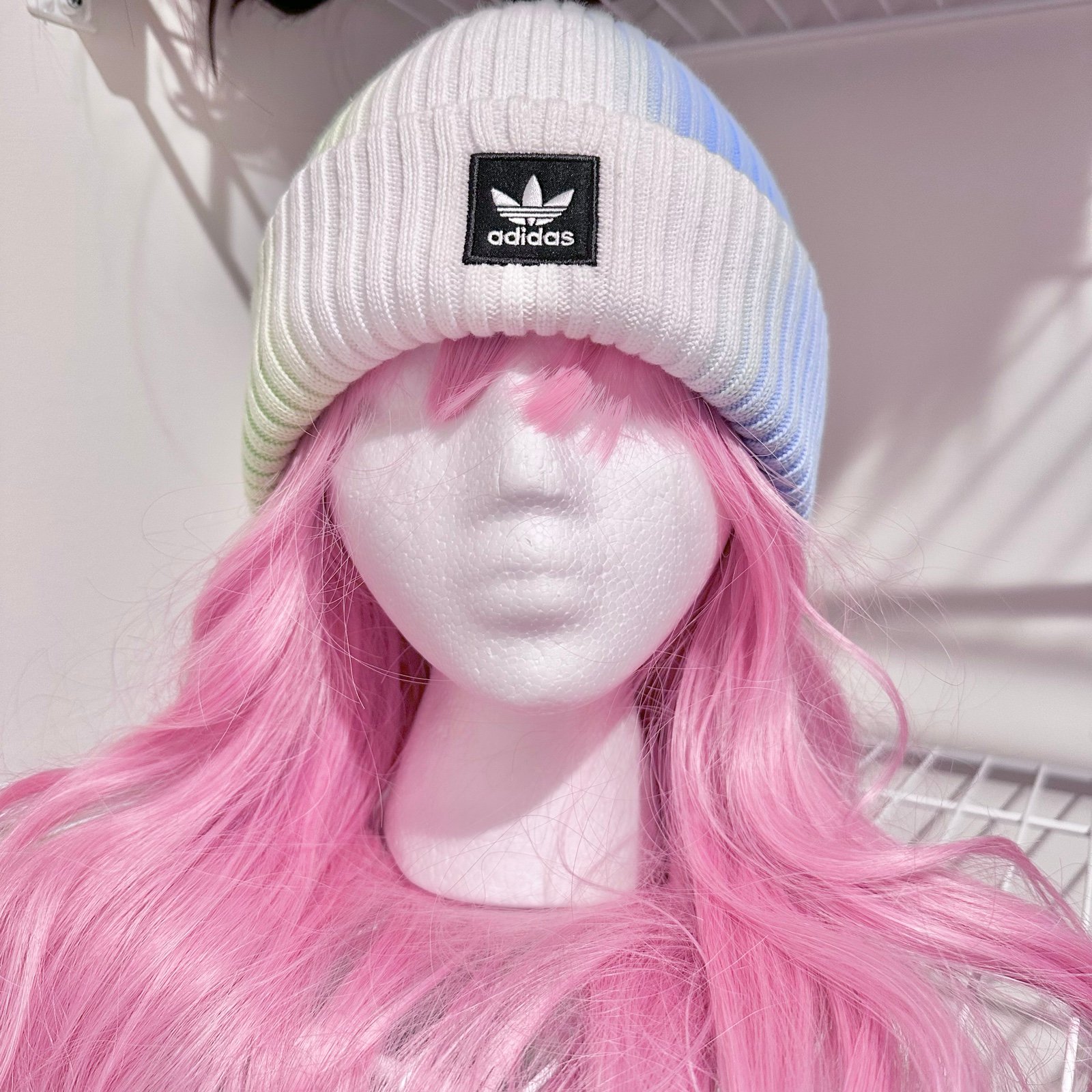 New Adidas Beanie Hat Colorblock Ombre Blue-Green