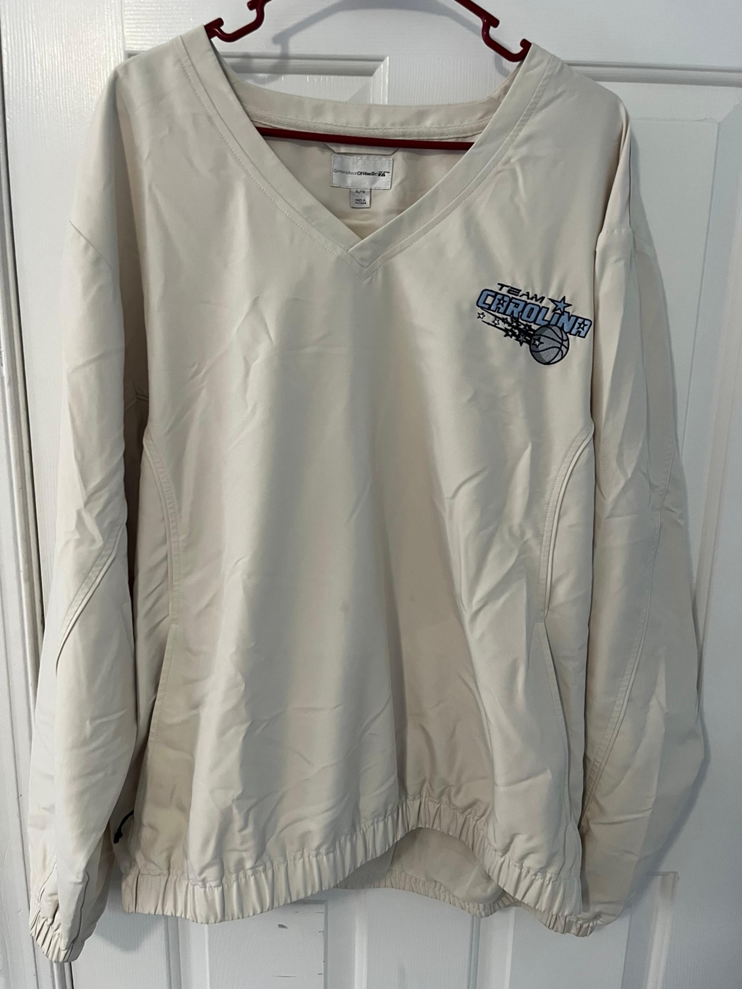 CUTTER BUCK CB Tar Heels Windtec Ivory Golf Pullover Windbreaker jacket Men’s XL