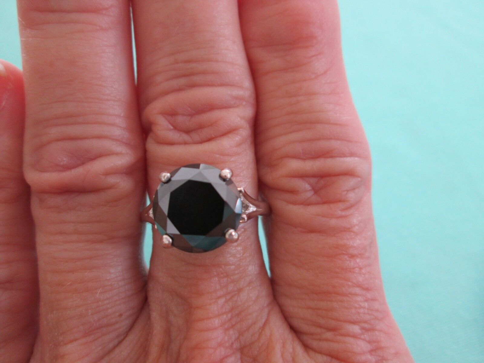 4.43ct 100% NATURAL REAL BLACK DIAMOND RING,FREE DIA TESTER, CERTIFICATE,SI ZE 9