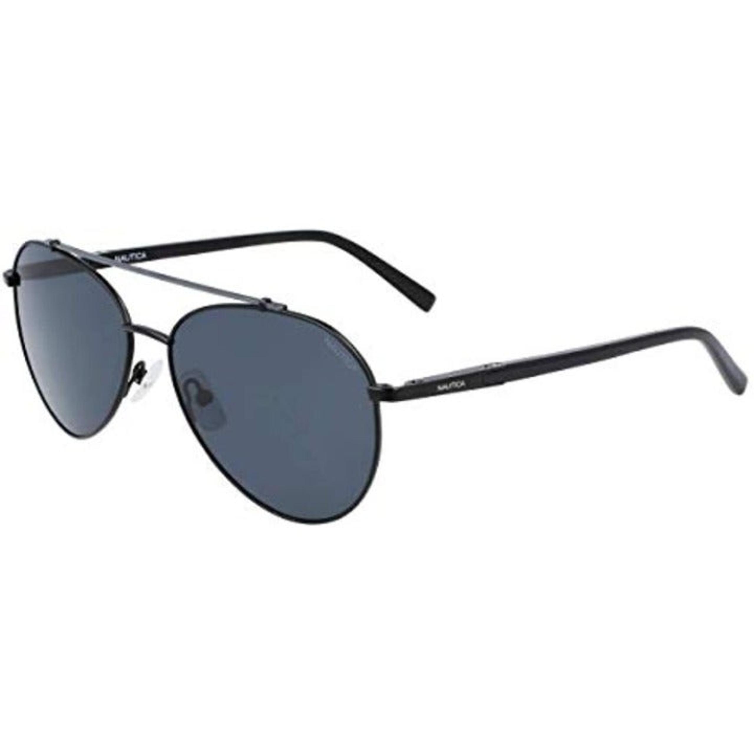 NEW Nautica N5138S 005 Black Polarized Aviator Sunglasses with Nautica Case