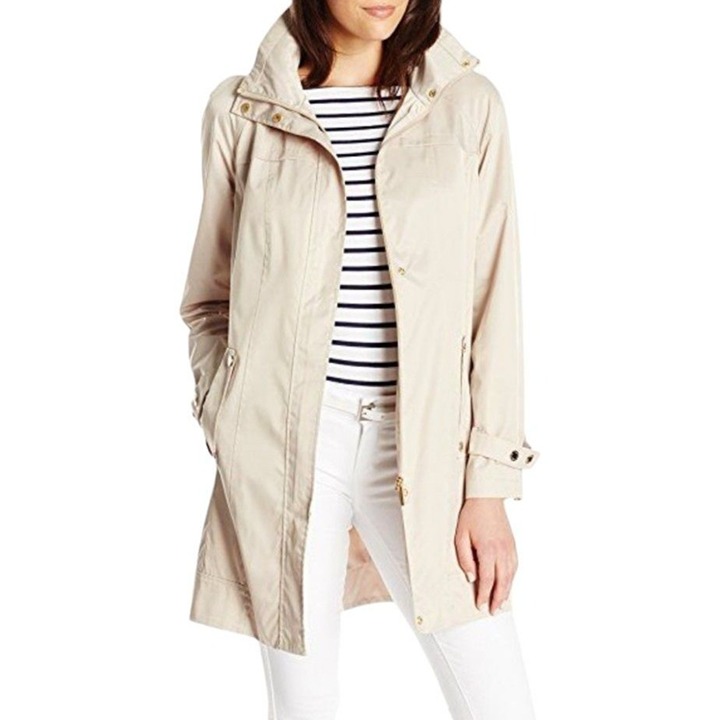 Calvin Klein Long Packable Anorak Trench Coat Jacket Size XS Buff Color
