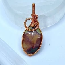 Red Buffalo Jasper Copper Wired Pendant