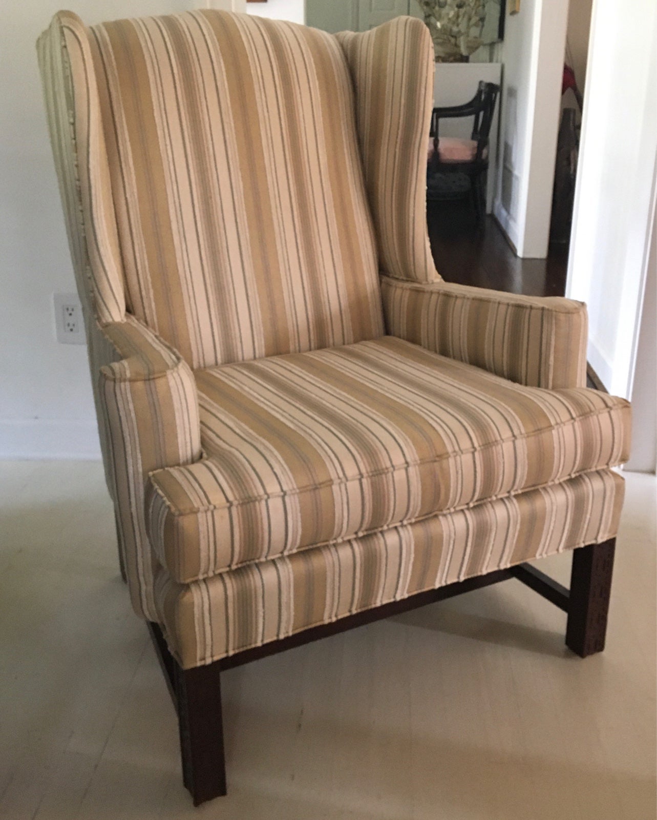 Vintage Chinese Chippendale Wingback Chair