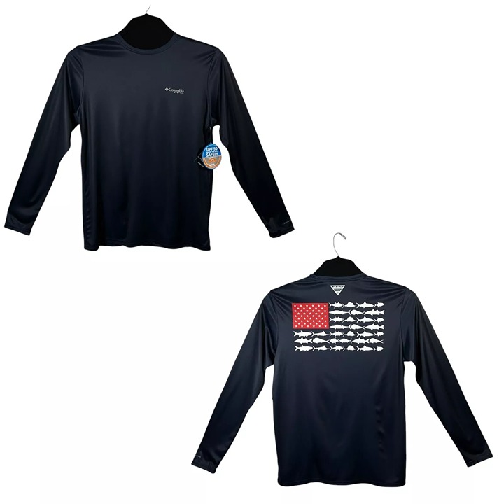 Columbia Long Sleeve Shirt Size M Navy Sun Protection Moisture-wicking Fabric