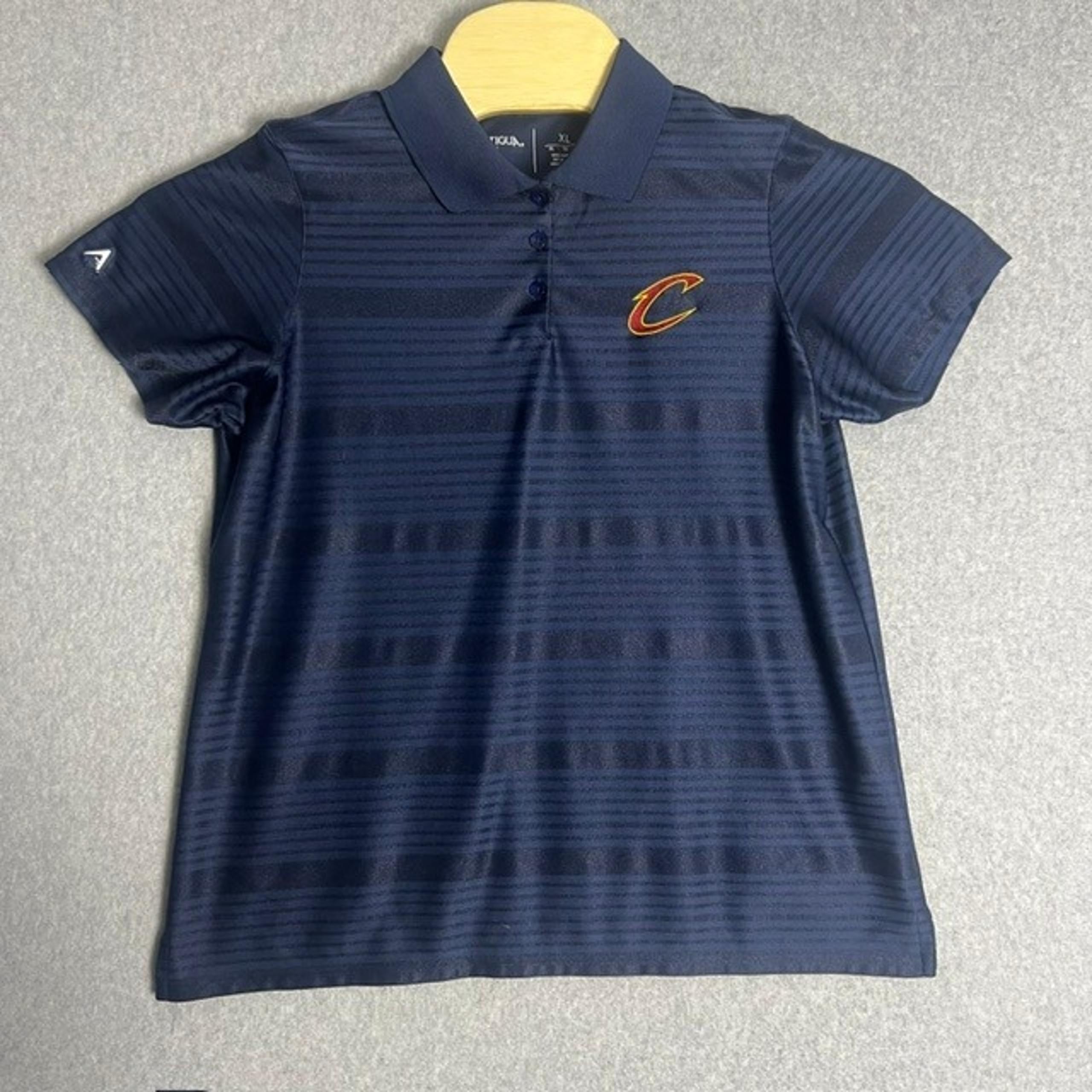Antigua Women's Blue Cleveland Cavaliers Polo Shirt Stripe Athletic Size XL
