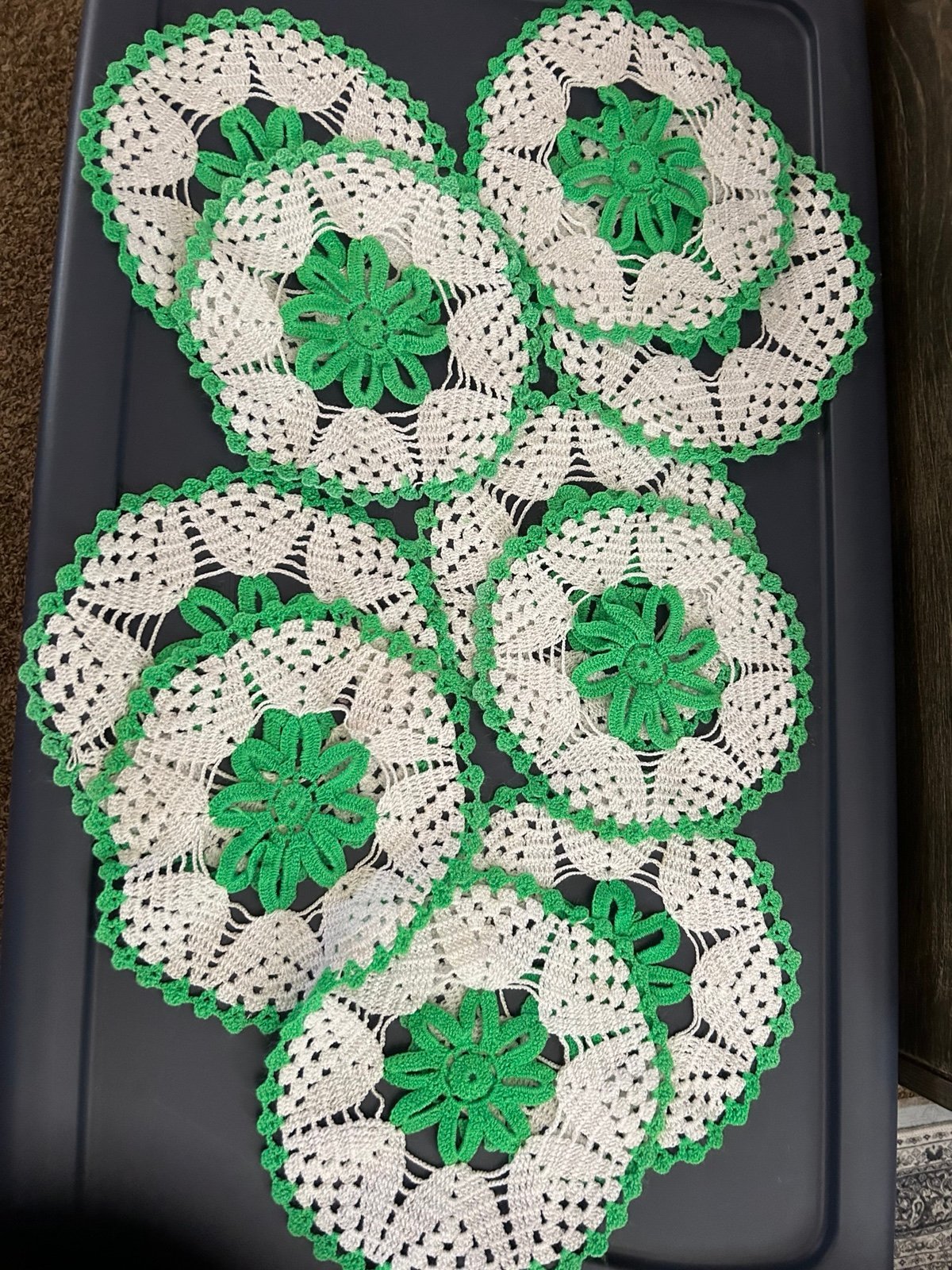 Vintage lot of 10 crocheted homemade doilies