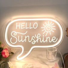 Hello Sunshine Neon Sign with 3D Art, Powed by USB, Size 12.2x9 inches, Warm