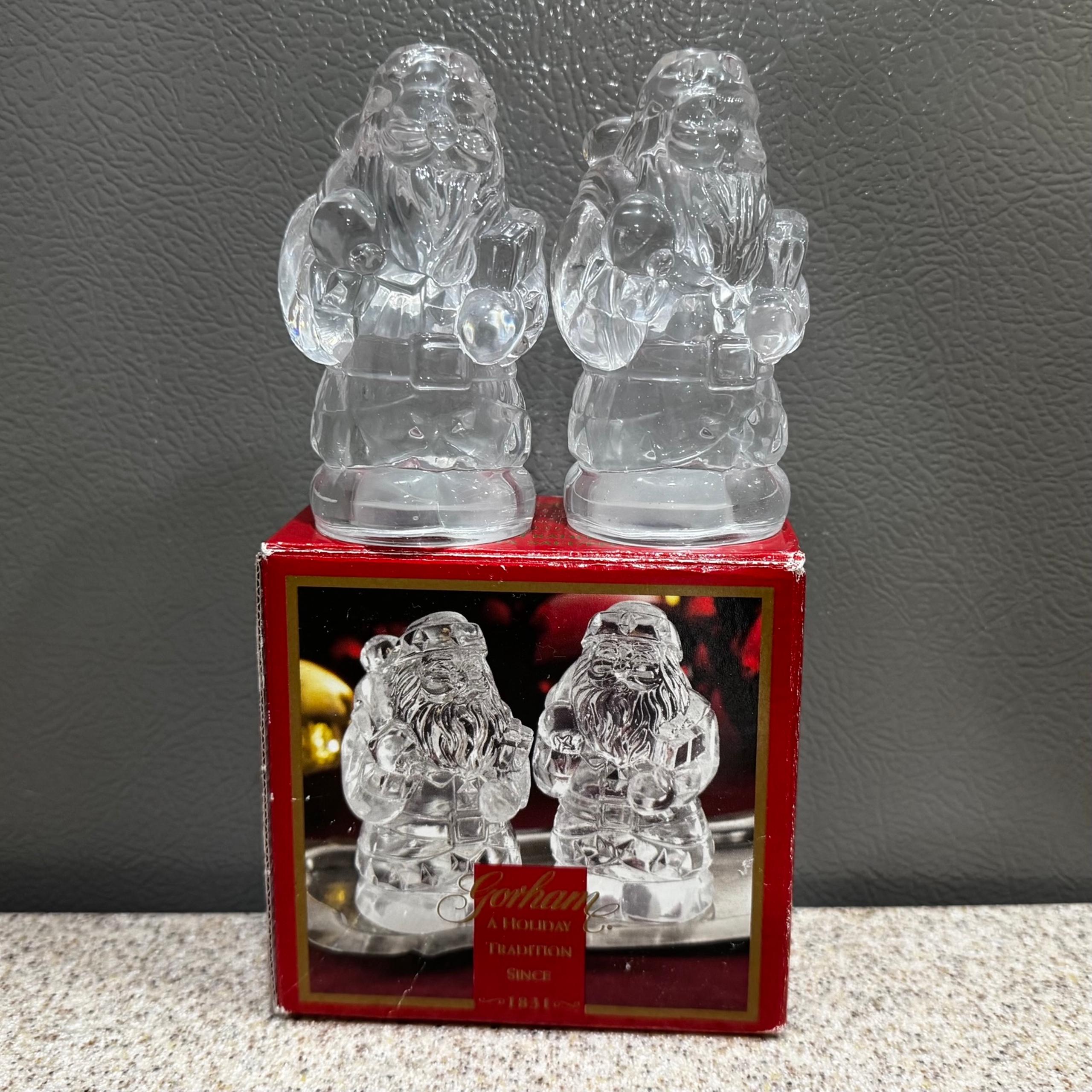 Gorham Crystal Holiday Traditions Christmas Santa Salt & Pepper Shakers Germany