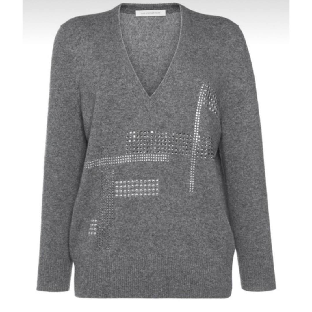 christopher kane hoffix v neck jumper Wool Cashmere blend sweater