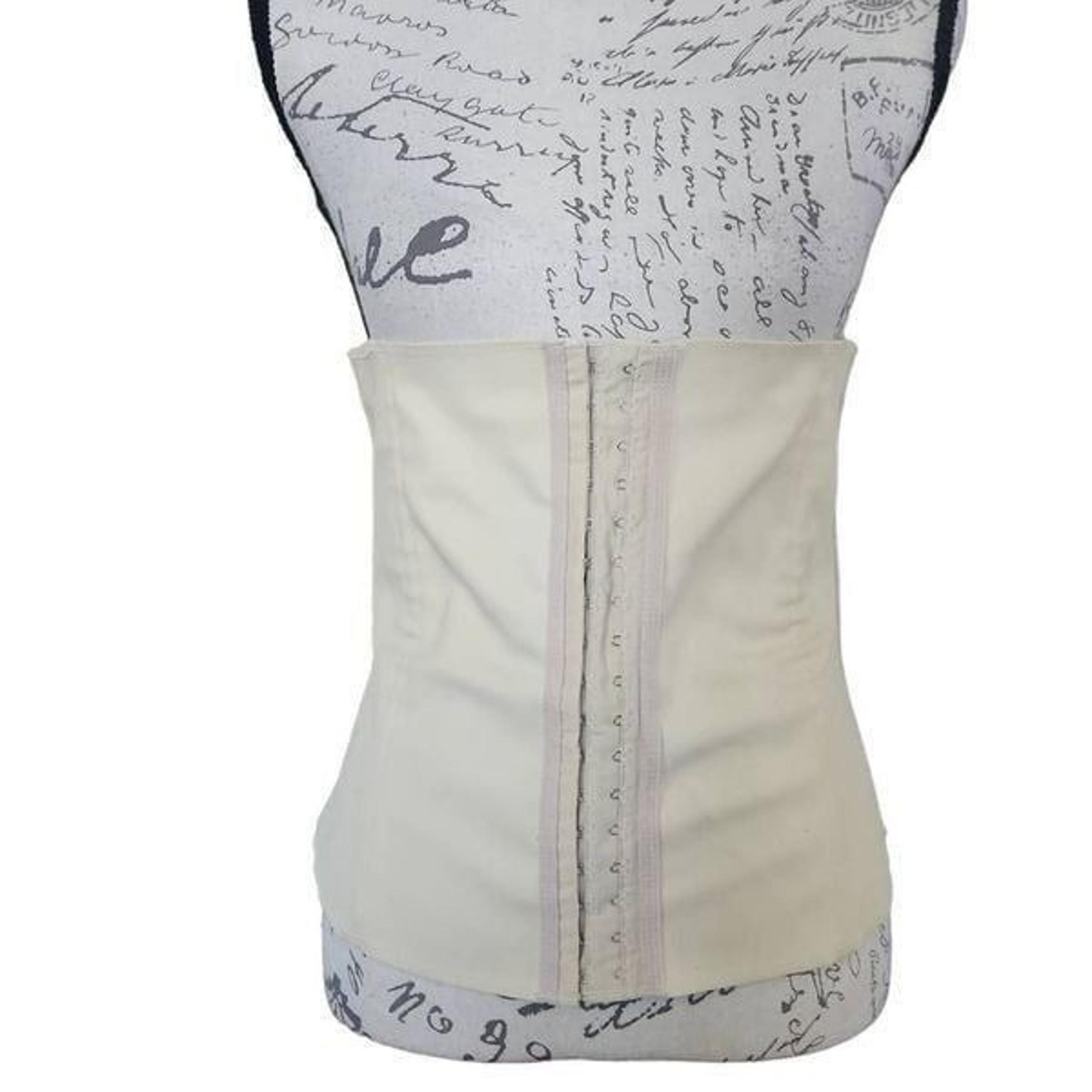 Ladies Size Large Nude Latex Waist Cincher Hook & Eye Corset - AMIA