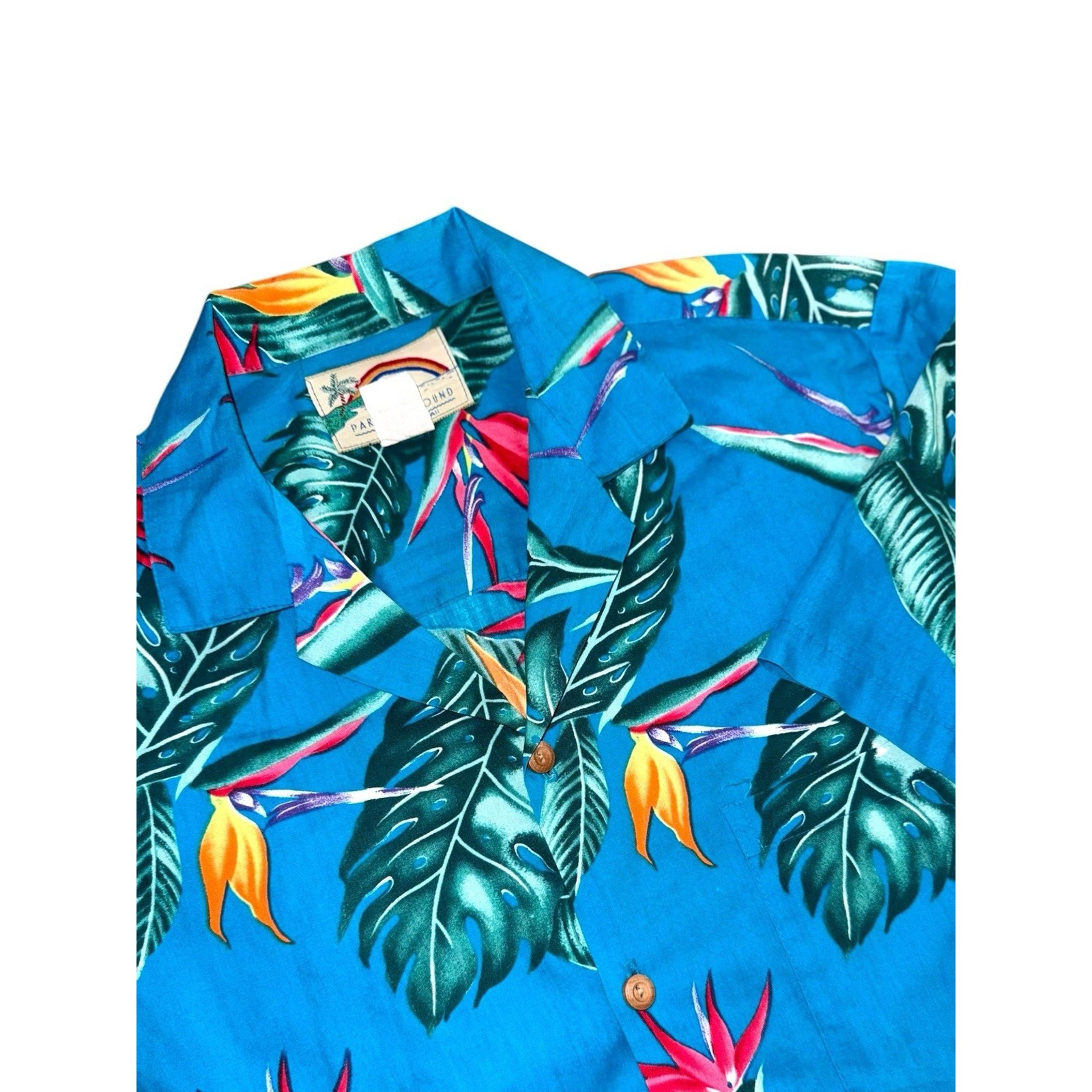 Paradise Found Hawaiian Shirt Bird of Paradise Floral Print Button Up