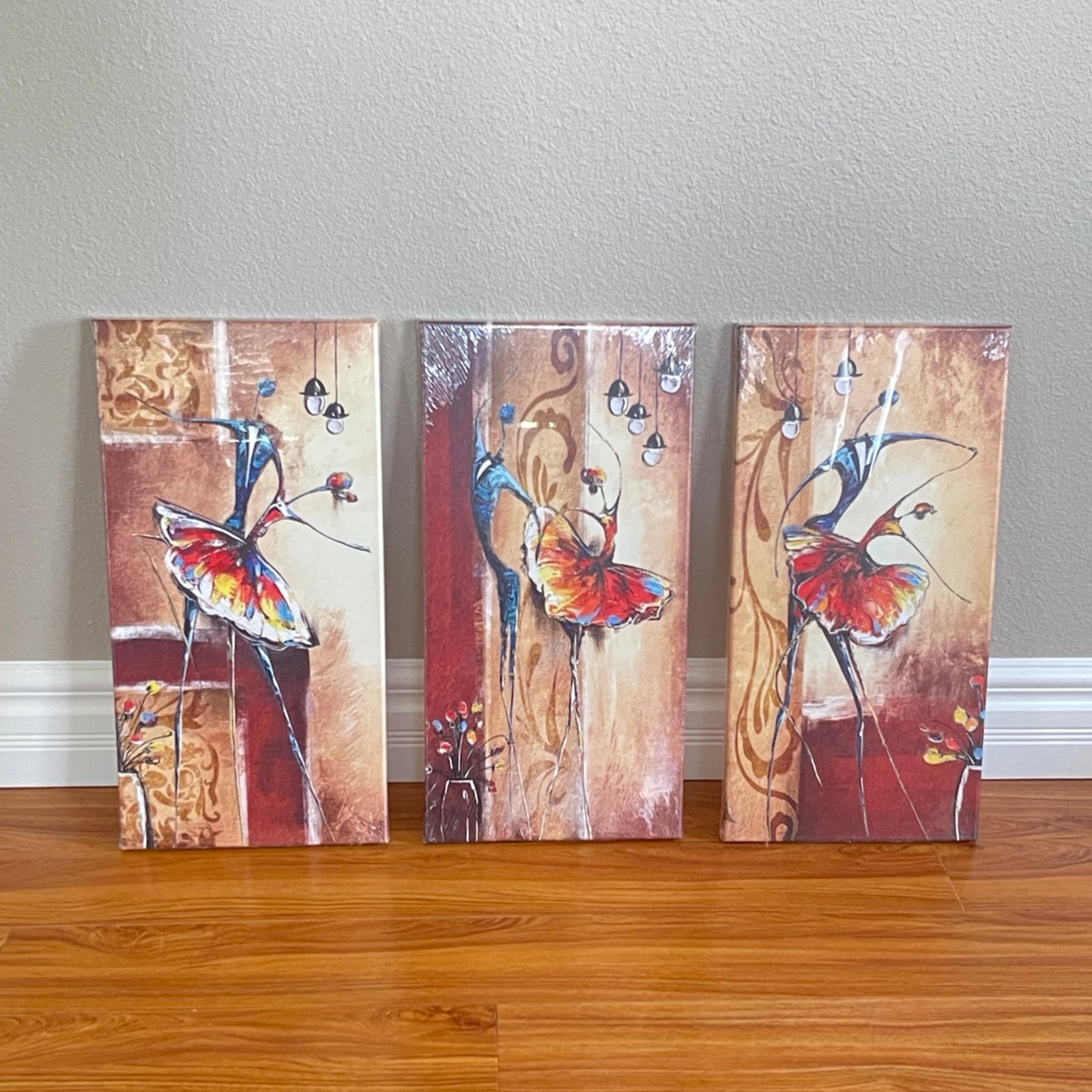 3PCS Wall Art, Canvas Painting, Ballet Dancer Painting, Abstract Figure Art,