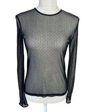 Isaac Mizrahi Sheer Mesh Top Womens Sz S Black Whimsigoth Fairy Grunge Goth Y2K