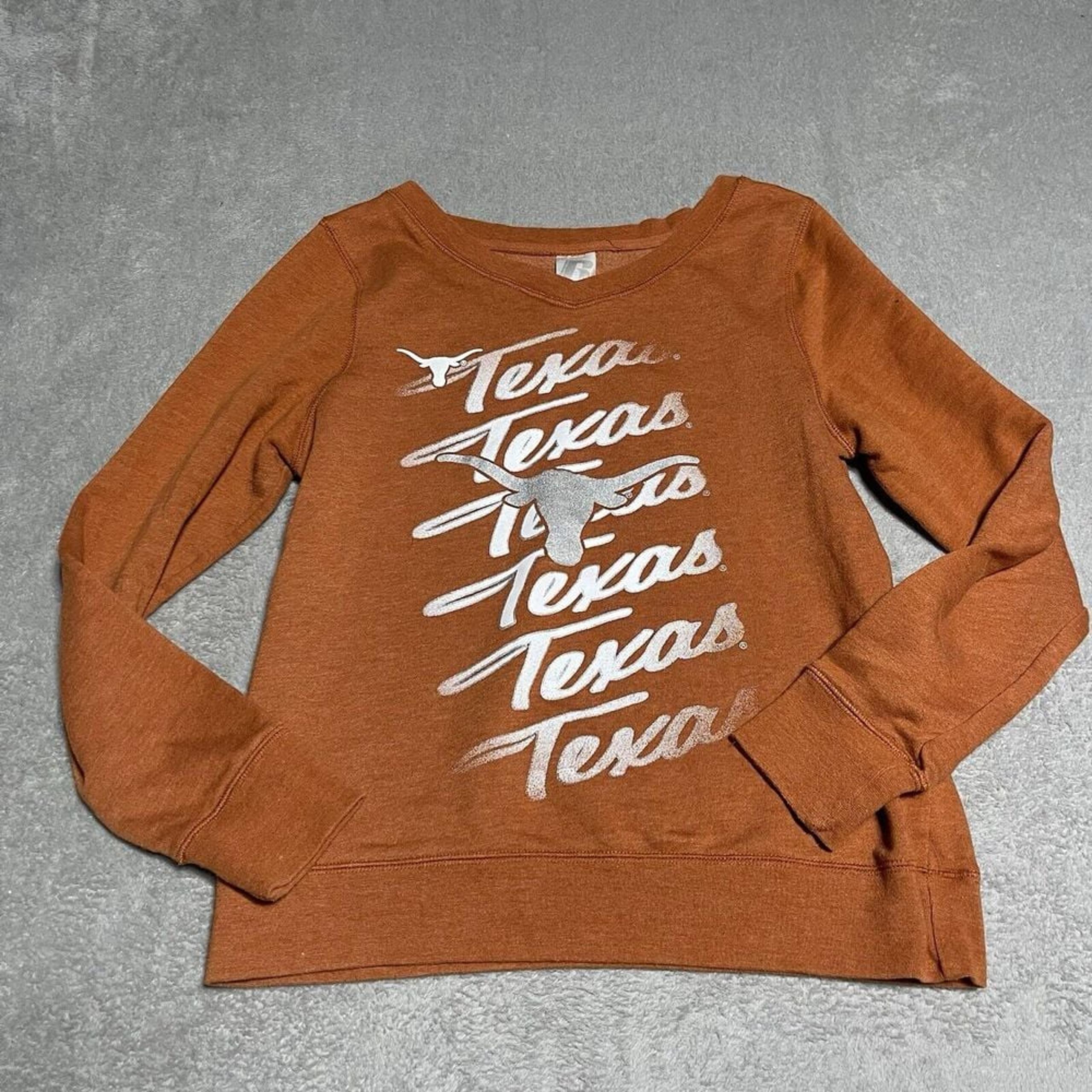 Russell Athletics Texas Longhorns Sweatshirt Juniors Large V-Neck Pullover