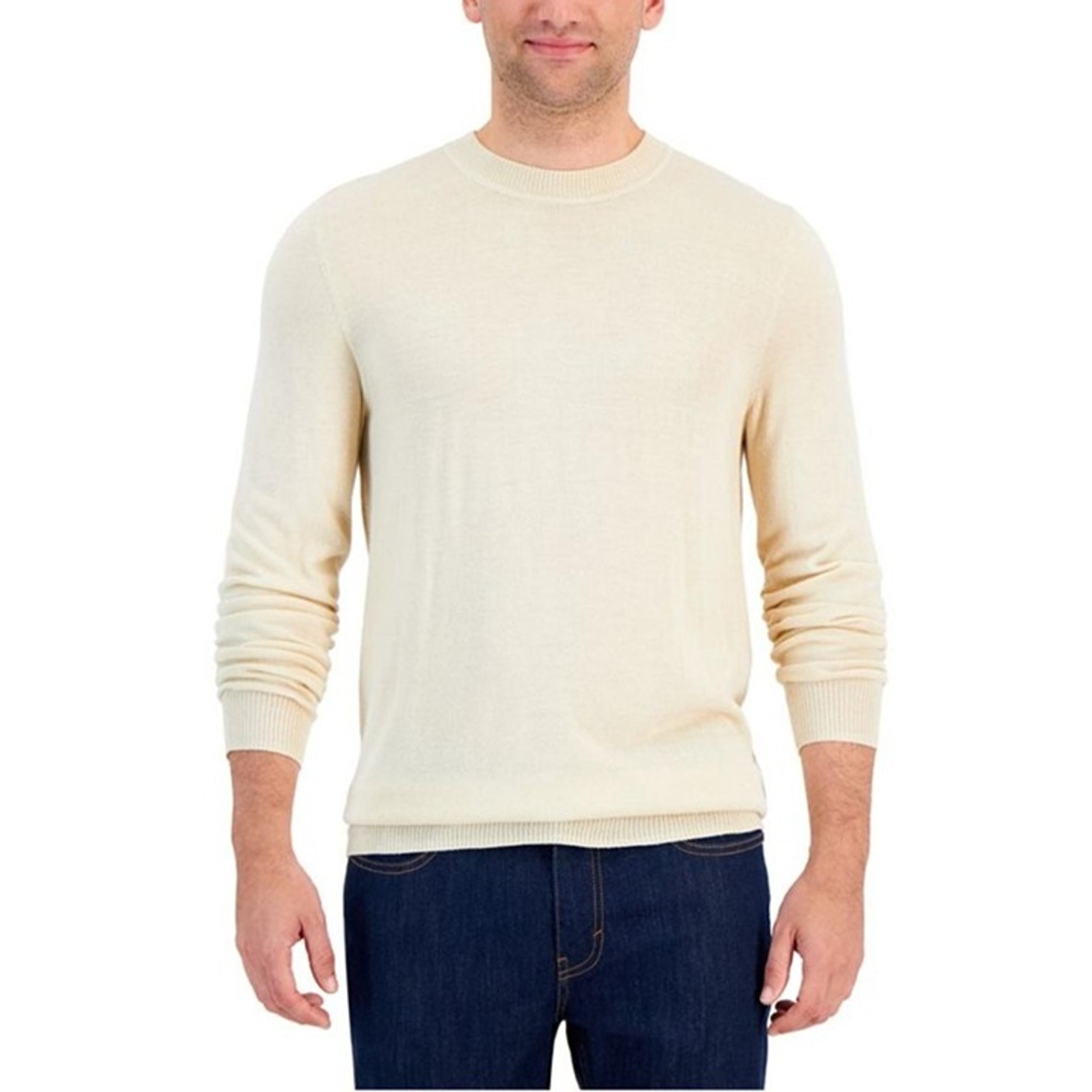 ALFANI Mens Ivory Merino Wool Crew Neck Sweater XL NEW