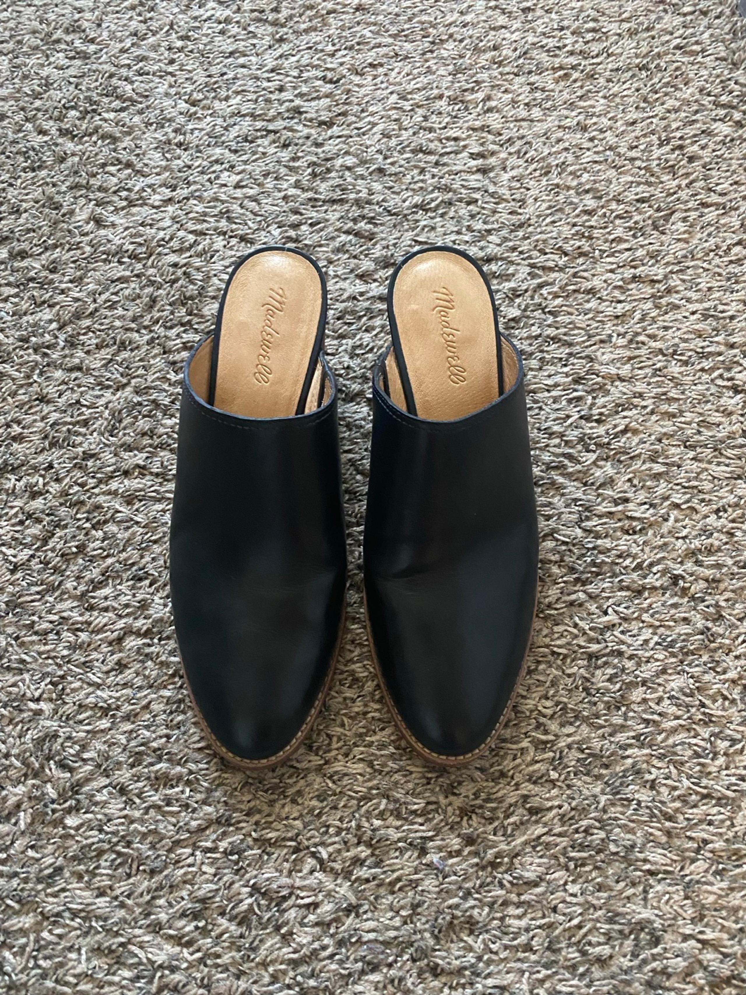 Madewell Women's Black Leather Harper Block Heel Mules