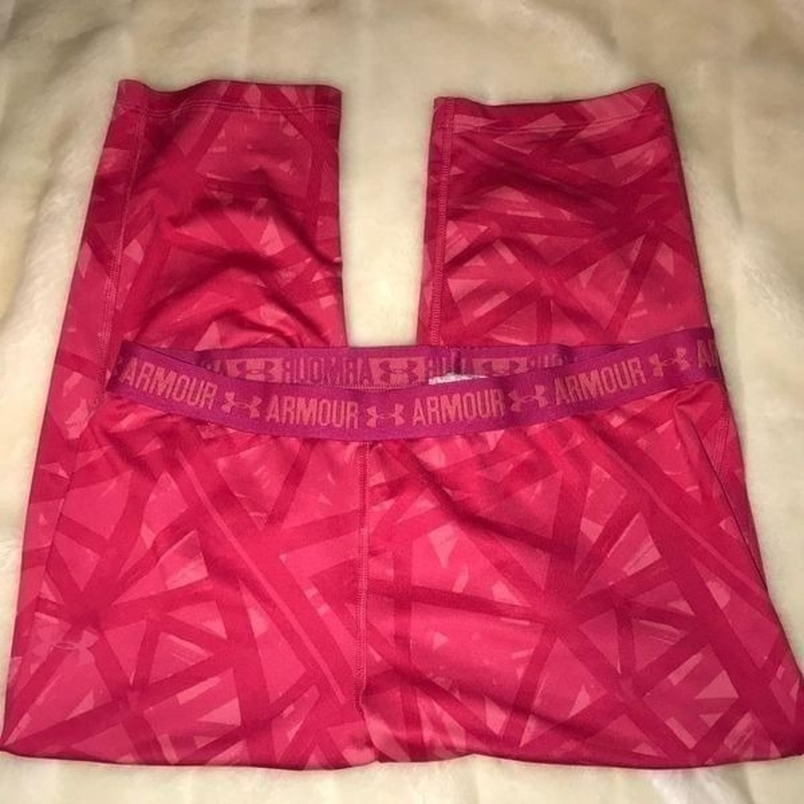 Youth Pink Printed Heat Gear Logo Waistband Leggings Size XL - Under Armour