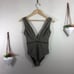 NWT Ted Baker Starza Pointelle khaki deep V Plunge neckline one piece swimsuit 8