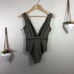 NWT Ted Baker Starza Pointelle khaki deep V Plunge neckline one piece swimsuit 8
