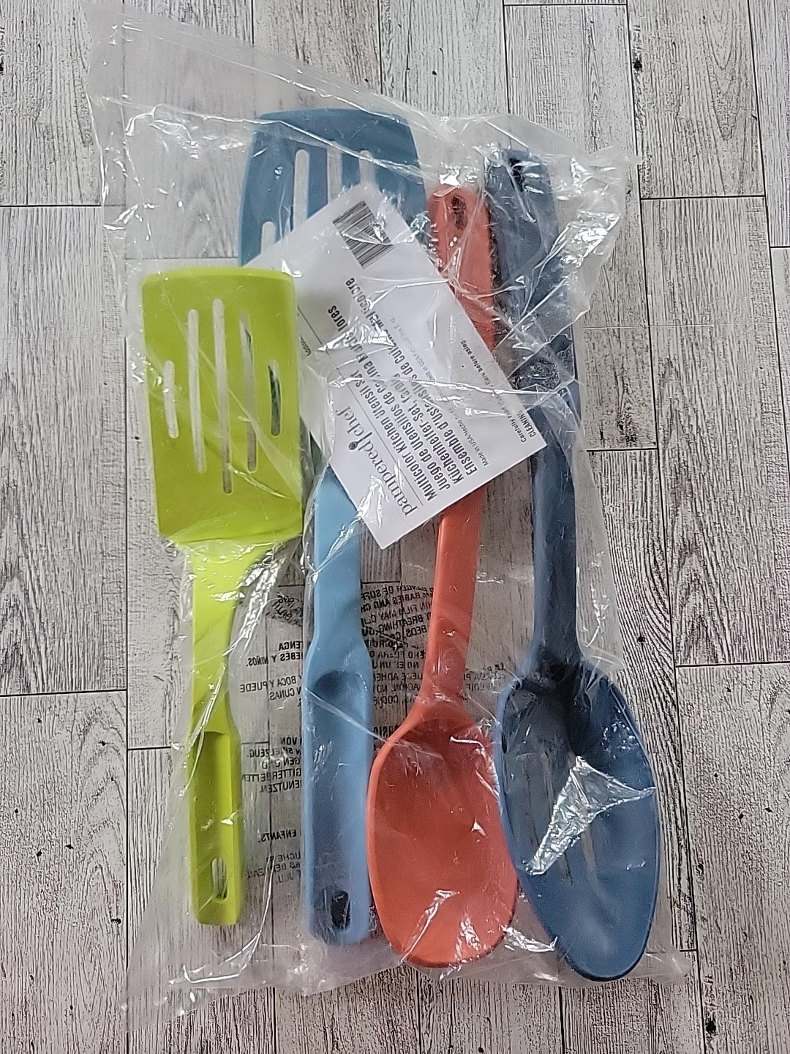 Pampered Chef Multicolored Kitchen Utensil SEALED Spoon Slotted Turners Set 2436