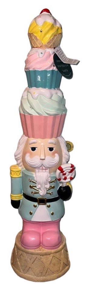 New 3ft 36” LED Christmas Pastel Cupcake nutcracker whimsical Greeter sugarplum