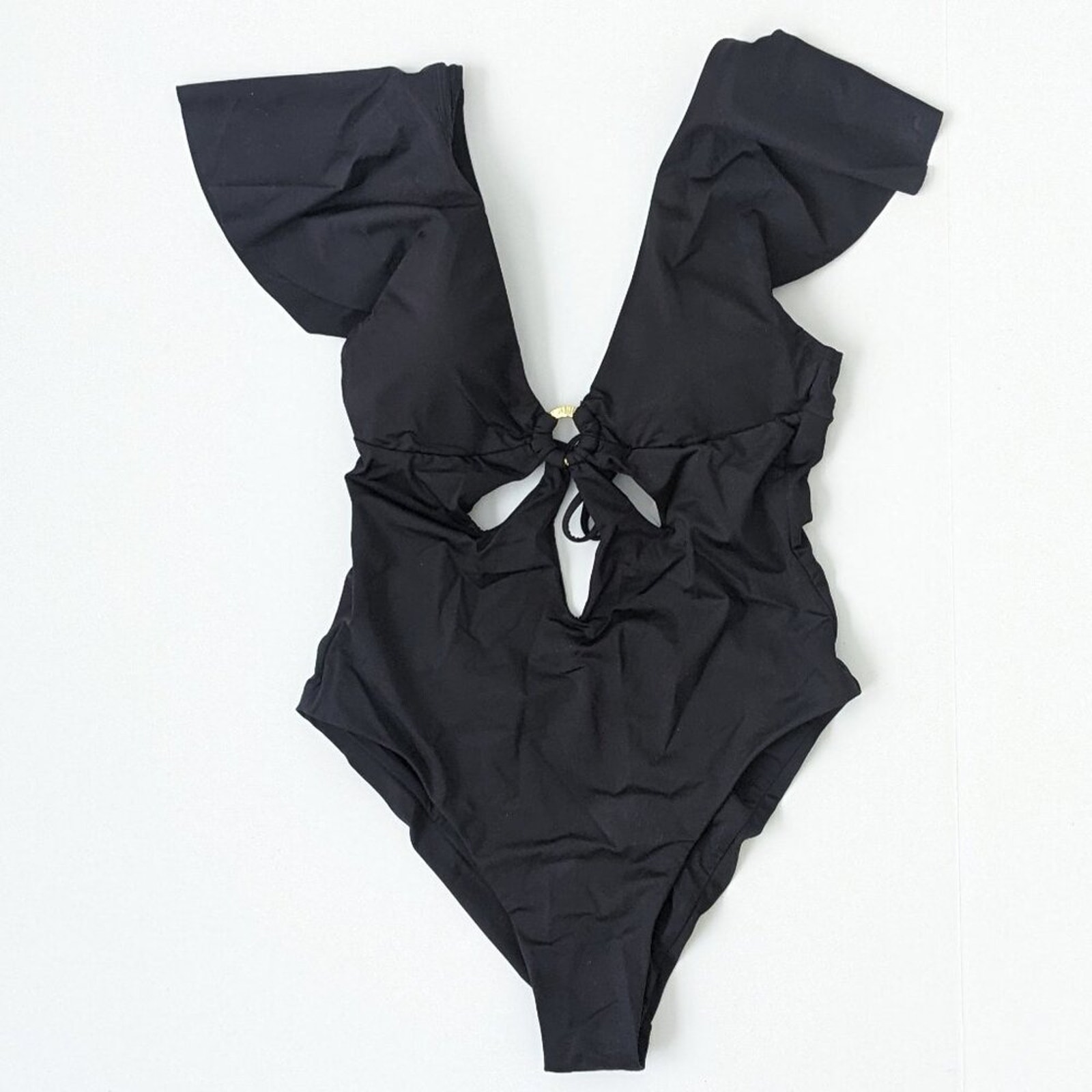 Trina Turk Monaco Flutter One-Piece Swimsuit, Black, Women's 4
