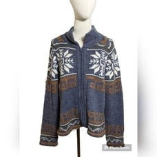 American South Side Gray Zip Alpaca Cardigan Sweater