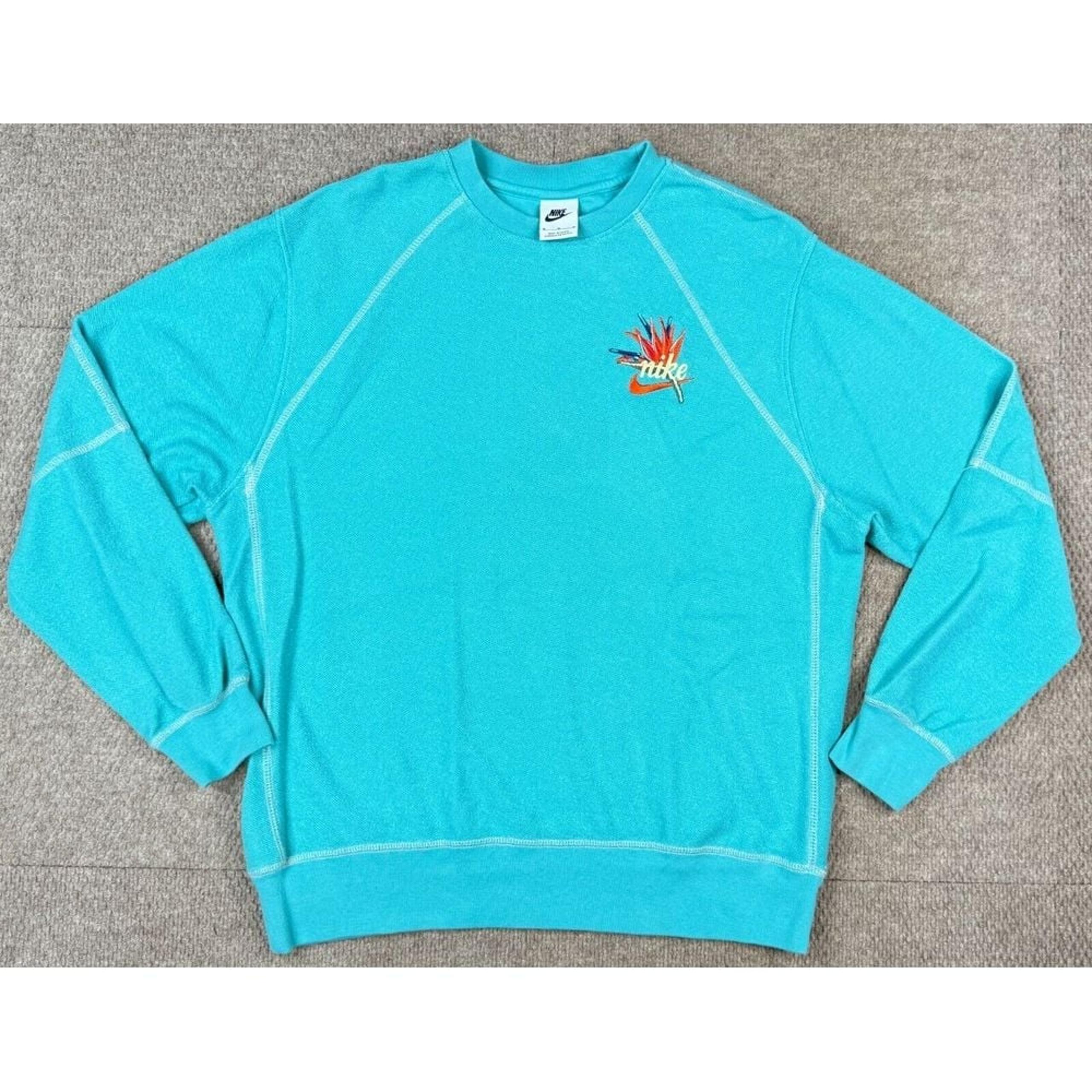 Nike Sportswear Club Men's French Terry Cloth Teal Sweatshirt Size Medium