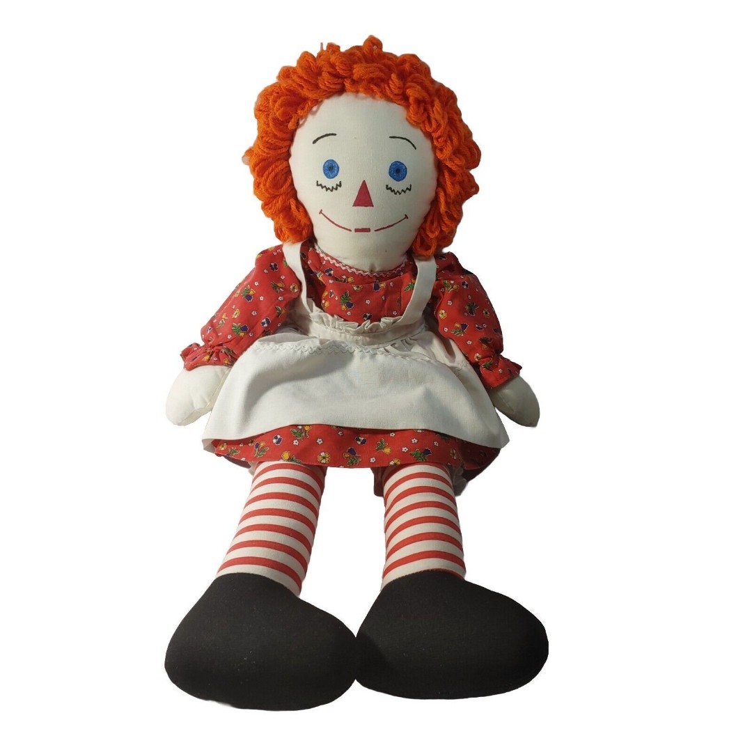 Collector's Item Raggedy Ann Doll Medium Red Dress w White Apron Yarn Hair 25 