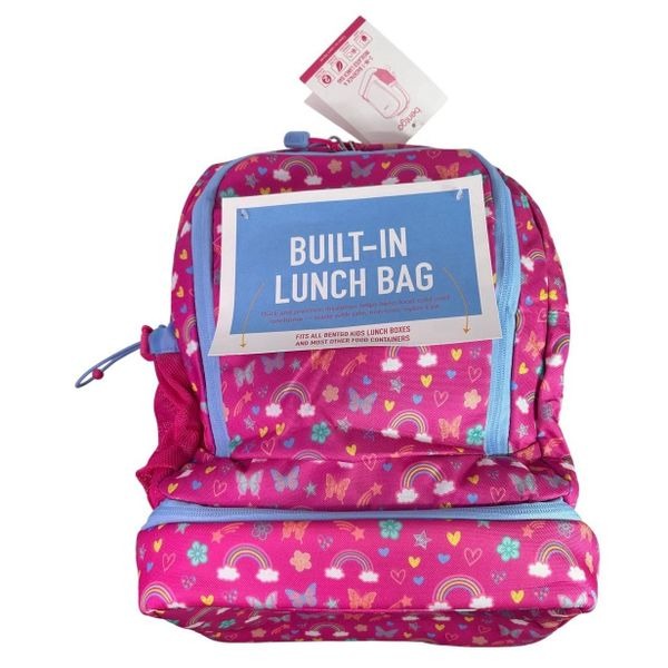 Bentgo Kids Backpack Rainbow Hearts Built In Lunch Bag Insulated School Bag NWT