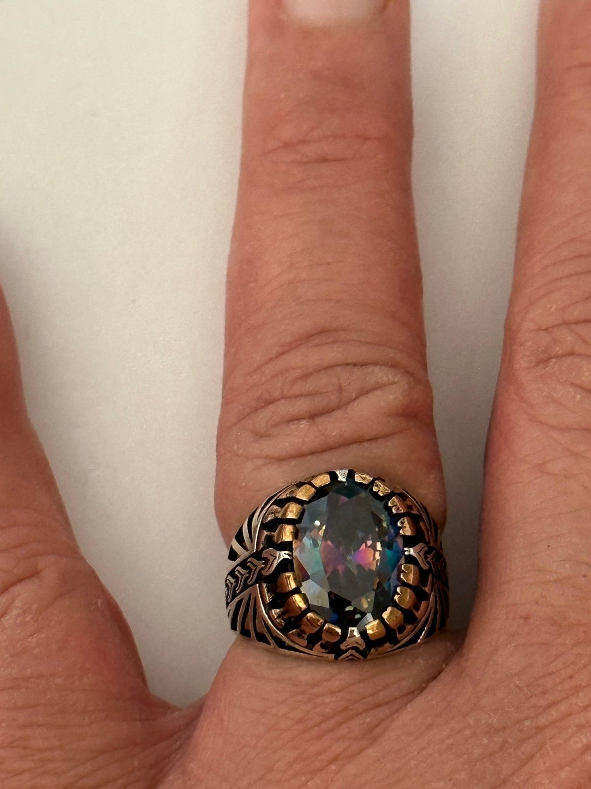 925 Silver mystic topaz ring