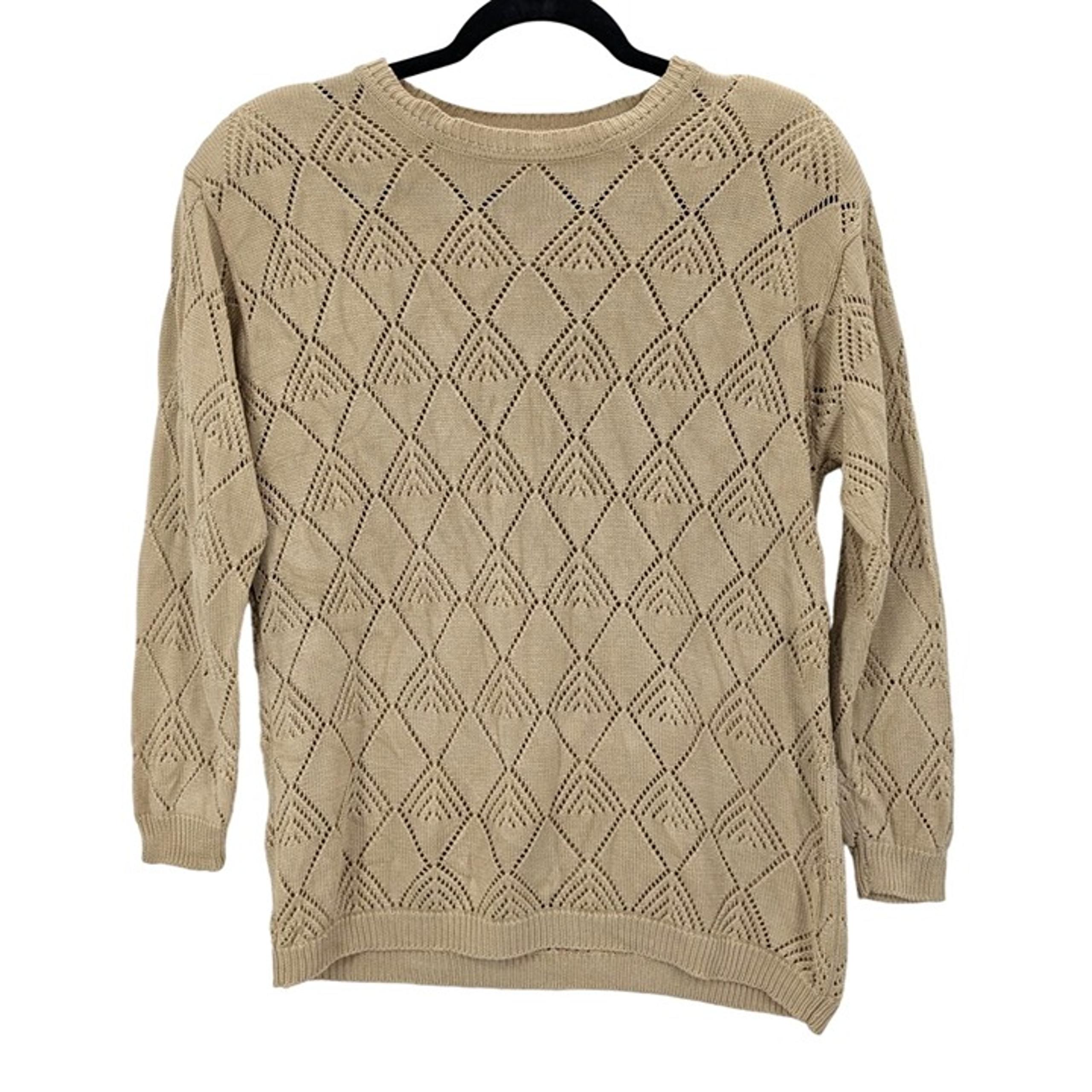 Vintage Liz Claiborne Open Knit Sweater Women Size M 100% Silk Pullover Coastal