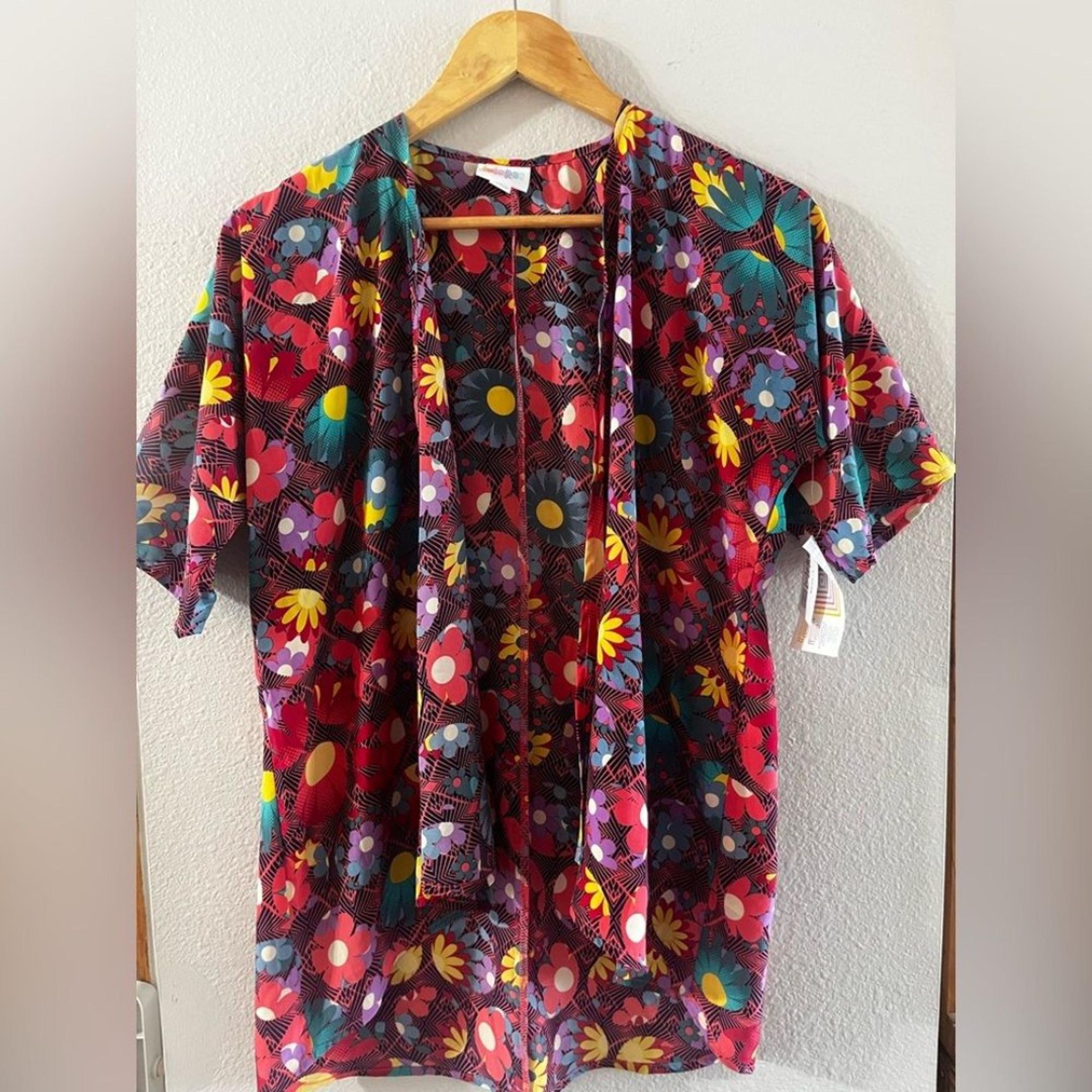 LuLaRoe SZ 10-12 Girls Women SZ X-Small Bianca Floral Multicolor Kimono Cover up