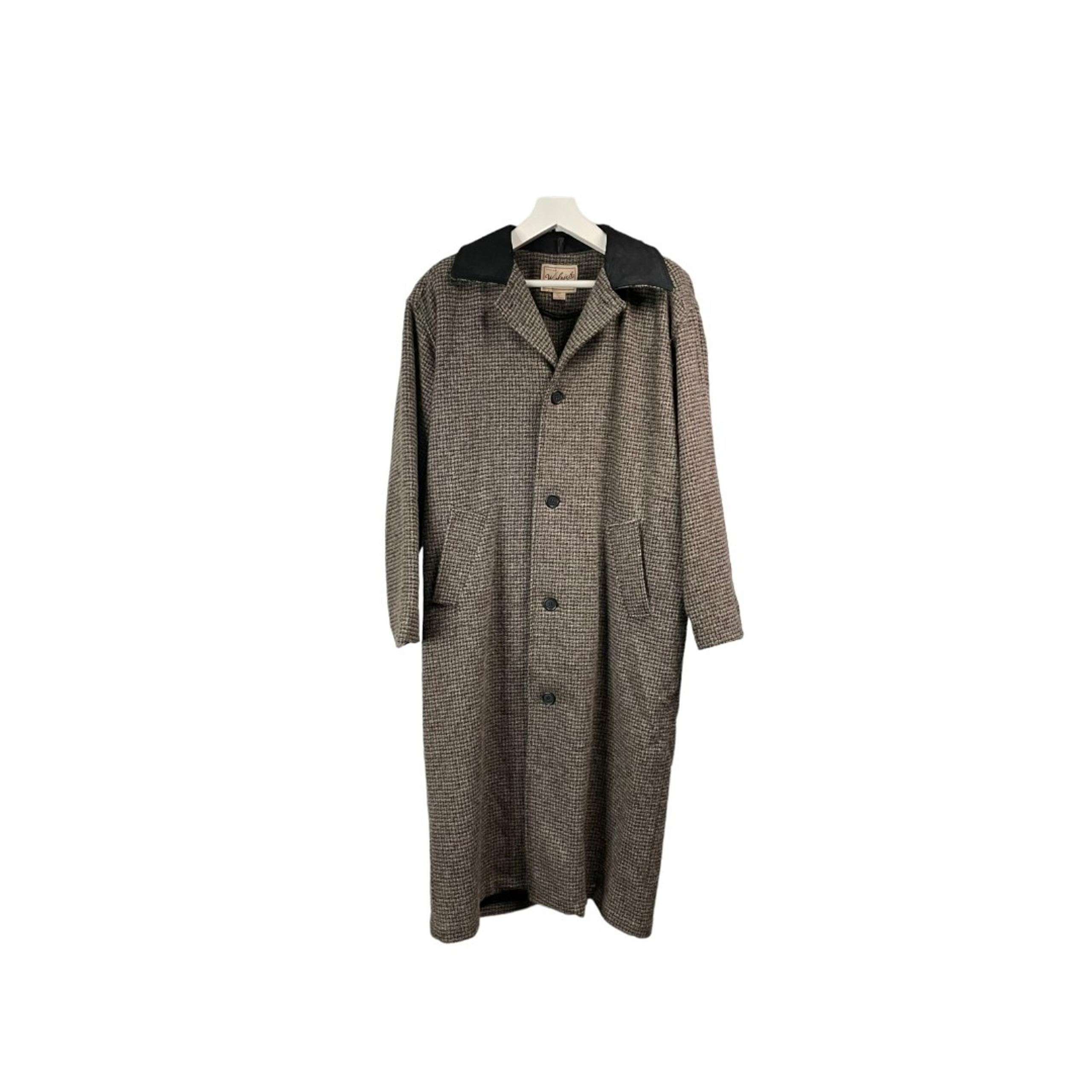 Men's Woolrich vintage 100% Wool Plaid gray and Black Trench coat size L