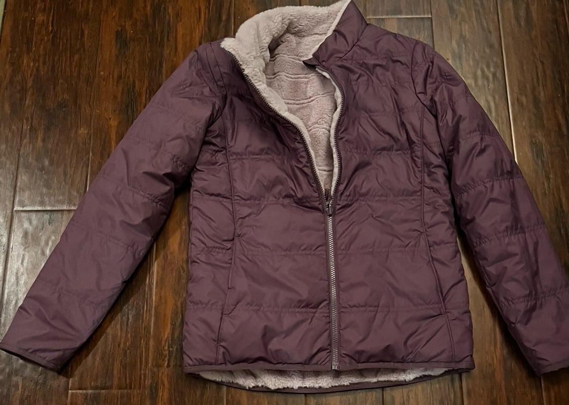 Athleta Girl Reversible Warm + Fuzzy Winter Jacket Dark Sky Violet size XXL 16
