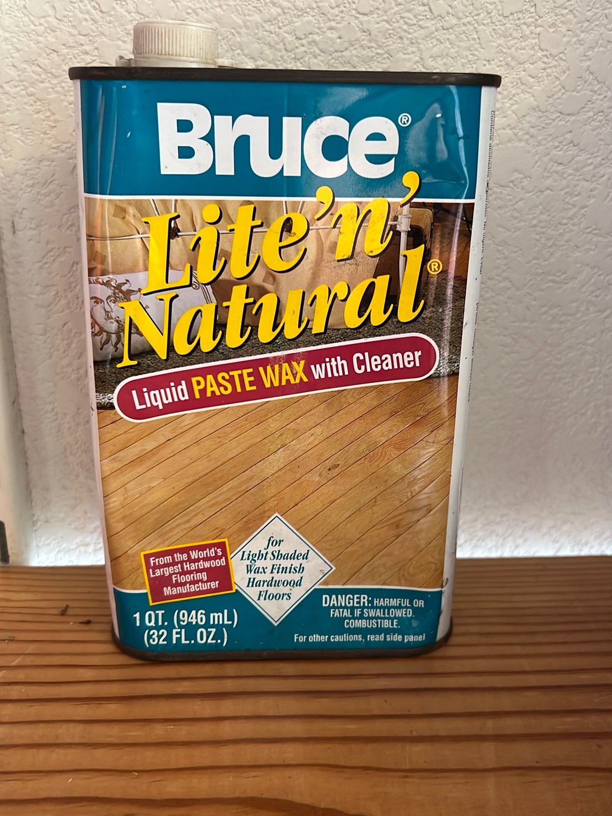 Bruce Lite 'n' Natural Liquid PASTE WAX with Cleaner For Hardwood Floors- 1 Can