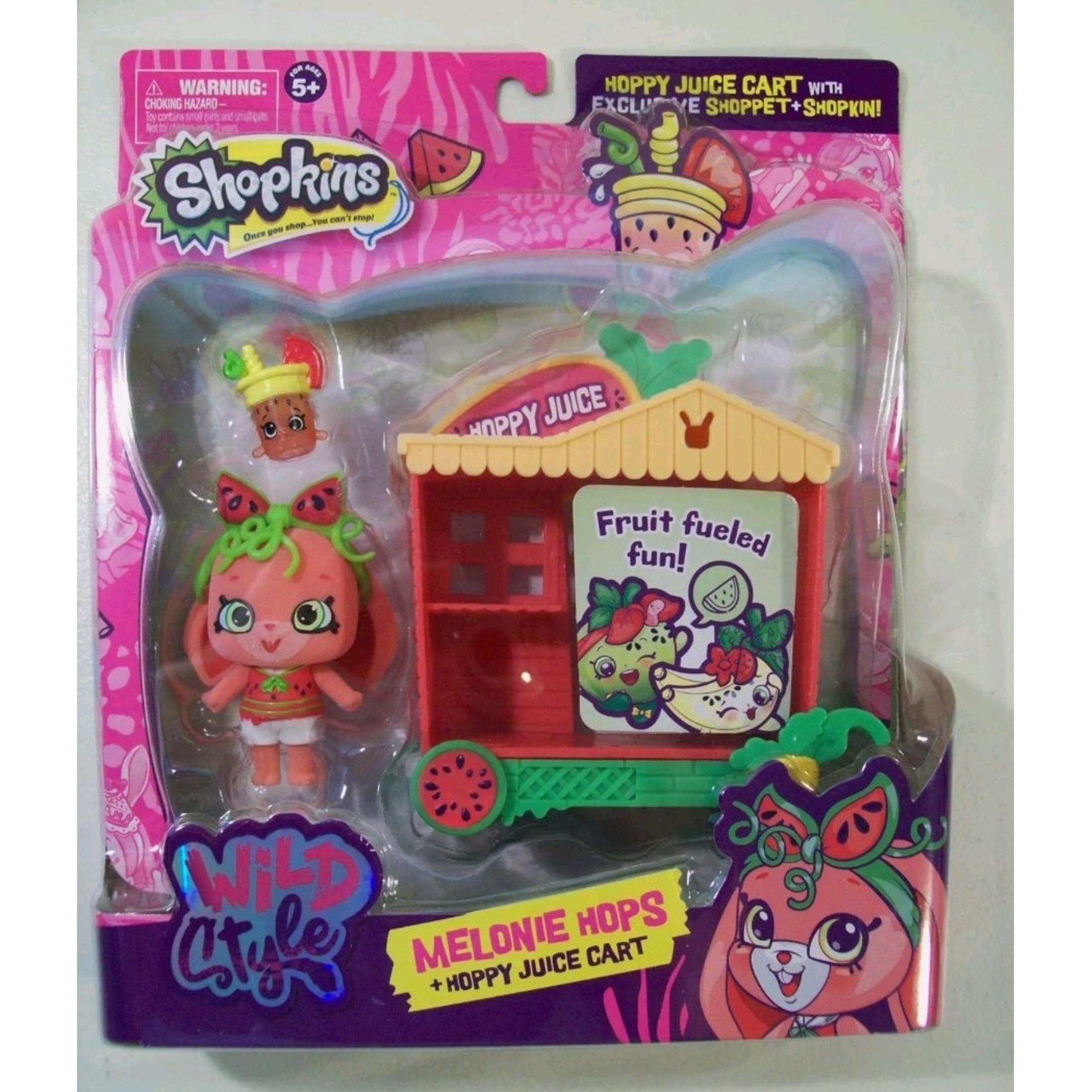 Shopkins  WILD STYLE HOPPY JUICE CART MELONIE HOPS SHOPPET & MELINA New