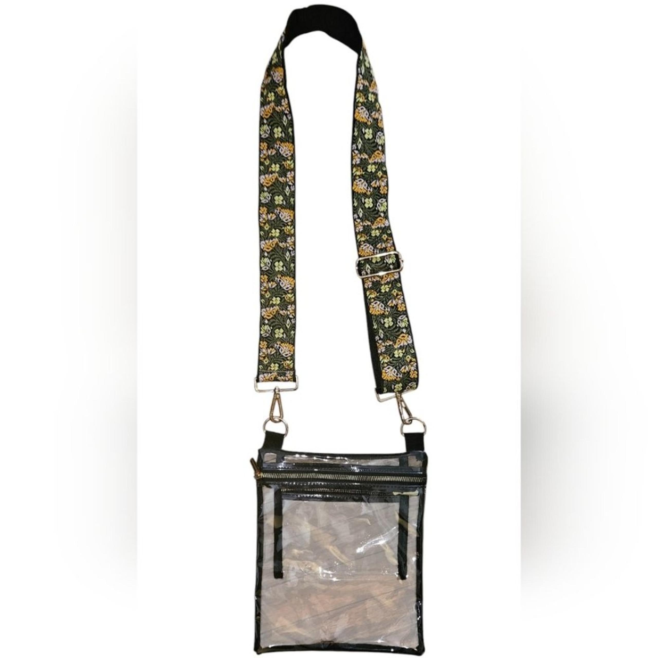 Amazon Clear Plastic Crossbody Floral Embroidered Strap Stadium Purse Concert