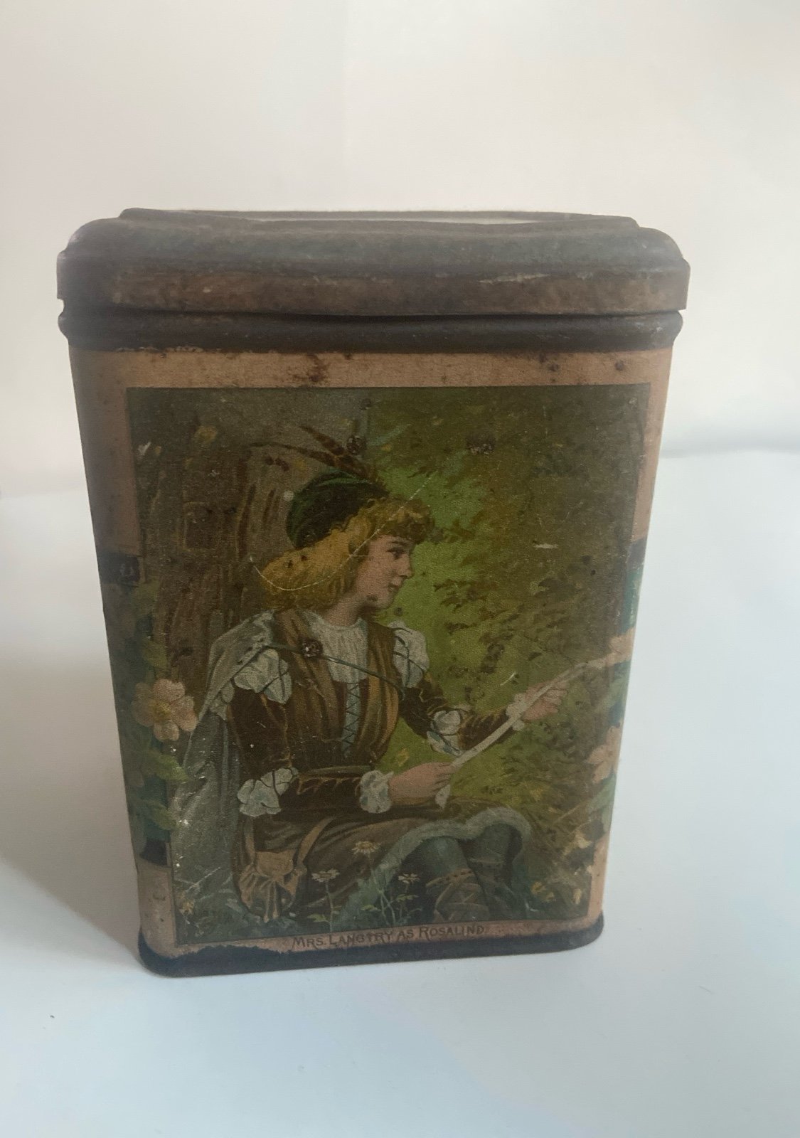 Vintage THOMAS CHARNLEYS Metal Tin 4”x4”x5 1/2”