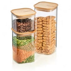 Tupperware Glass/Bamboo Canister Ser