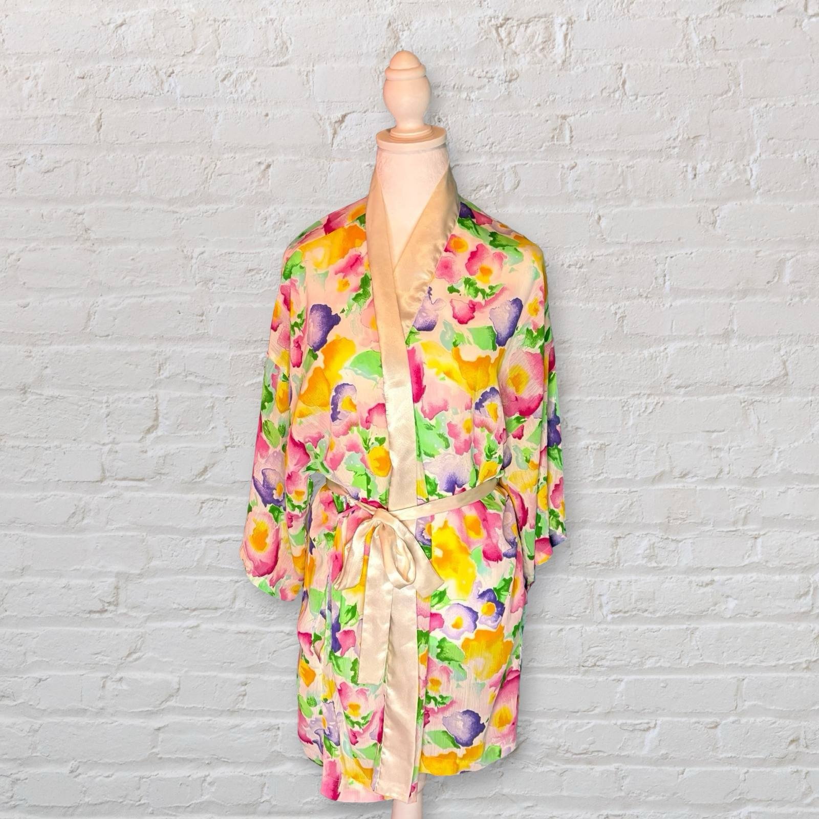VICTORIA'S SECRET x VINTAGE gold label bright floral day glamour robe OS