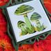 Vintage Mushroom ceramic tile cast iron green toadstool kitchen decor hot plate