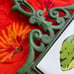 Vintage Mushroom ceramic tile cast iron green toadstool kitchen decor hot plate