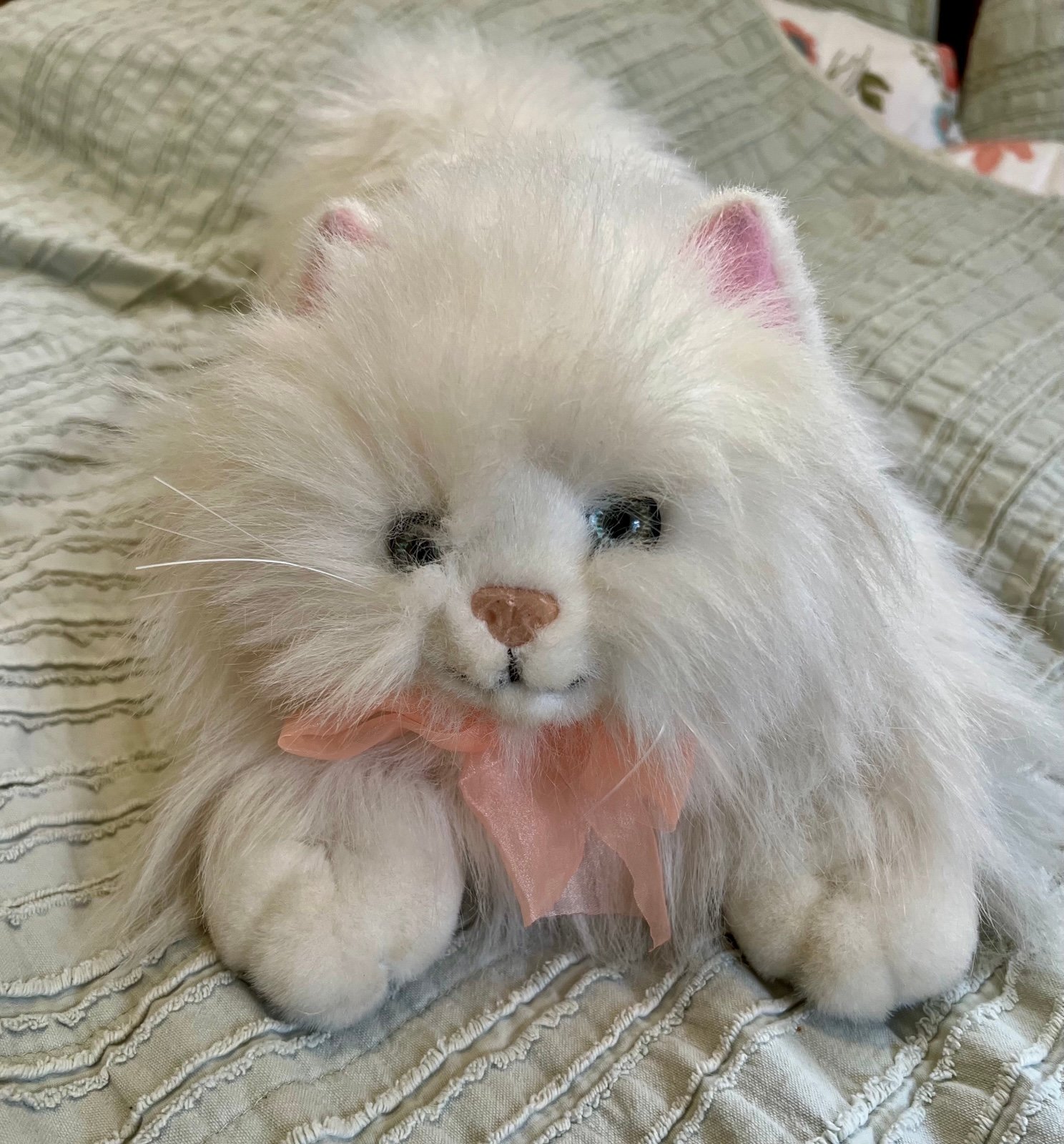 Vintage Large KellyToy White Persian Cat Plush 24 Inch