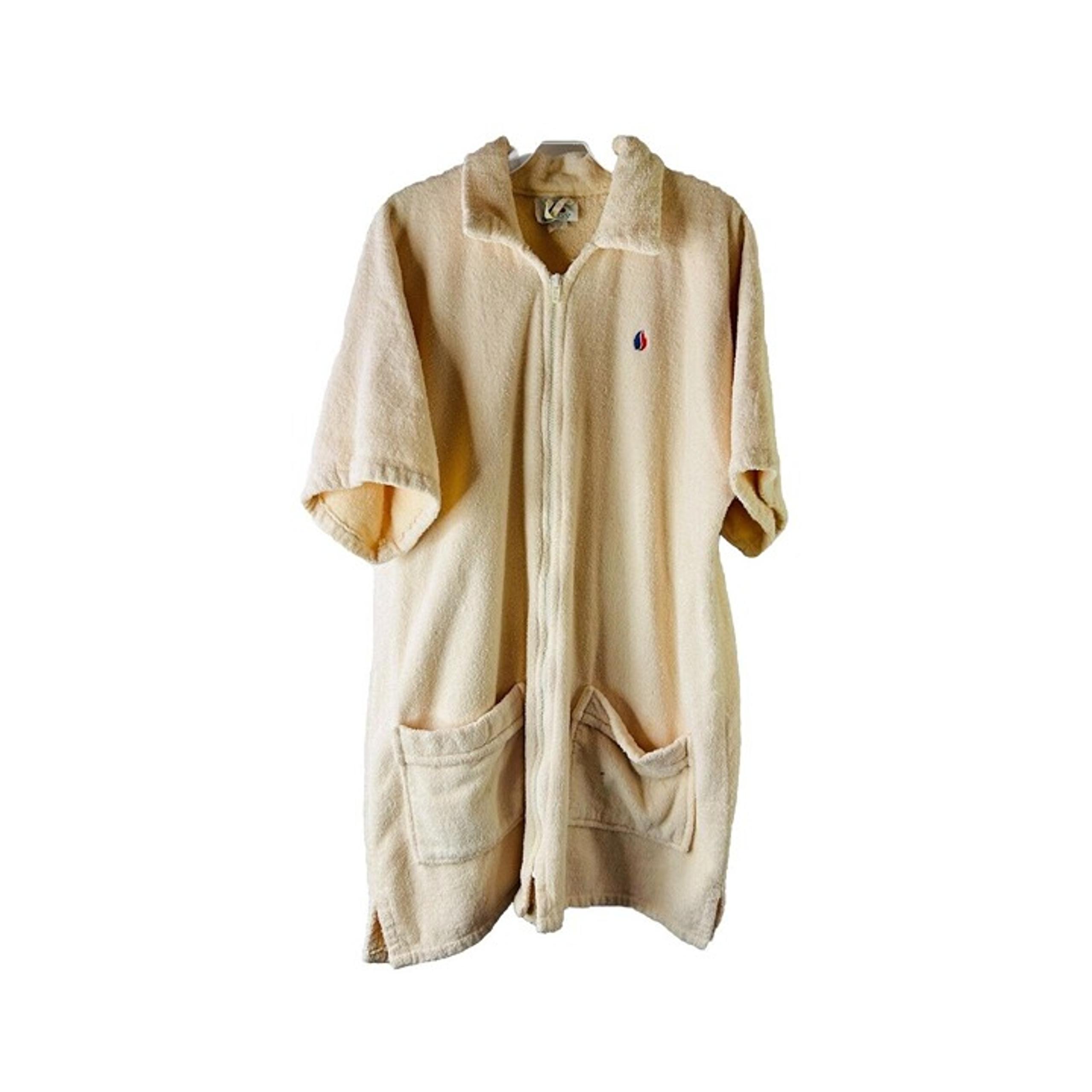Vintage 70s Womens Large Terry Cloth Beach Jacket Swim Cover Up USA Preppy
